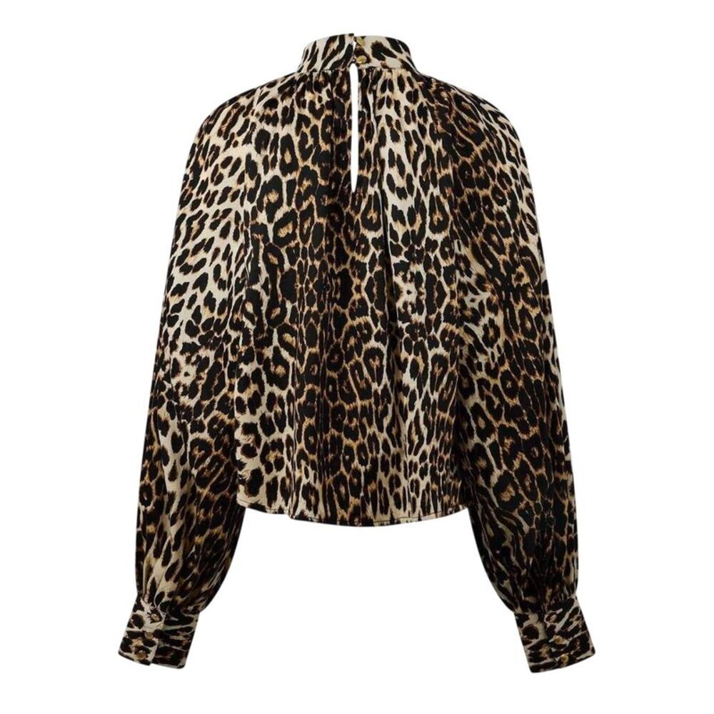 Biba Womens/Ladies Leopard Print Balloon Sleeve Blouse / Black/Beige